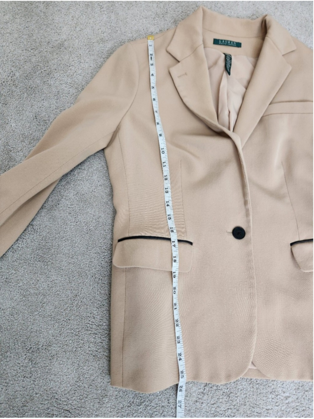 Ralph Lauren Beige Wool Blazer Suit Jacket Size 10 Preppy Heritage Professional - Picture 9 of 13
